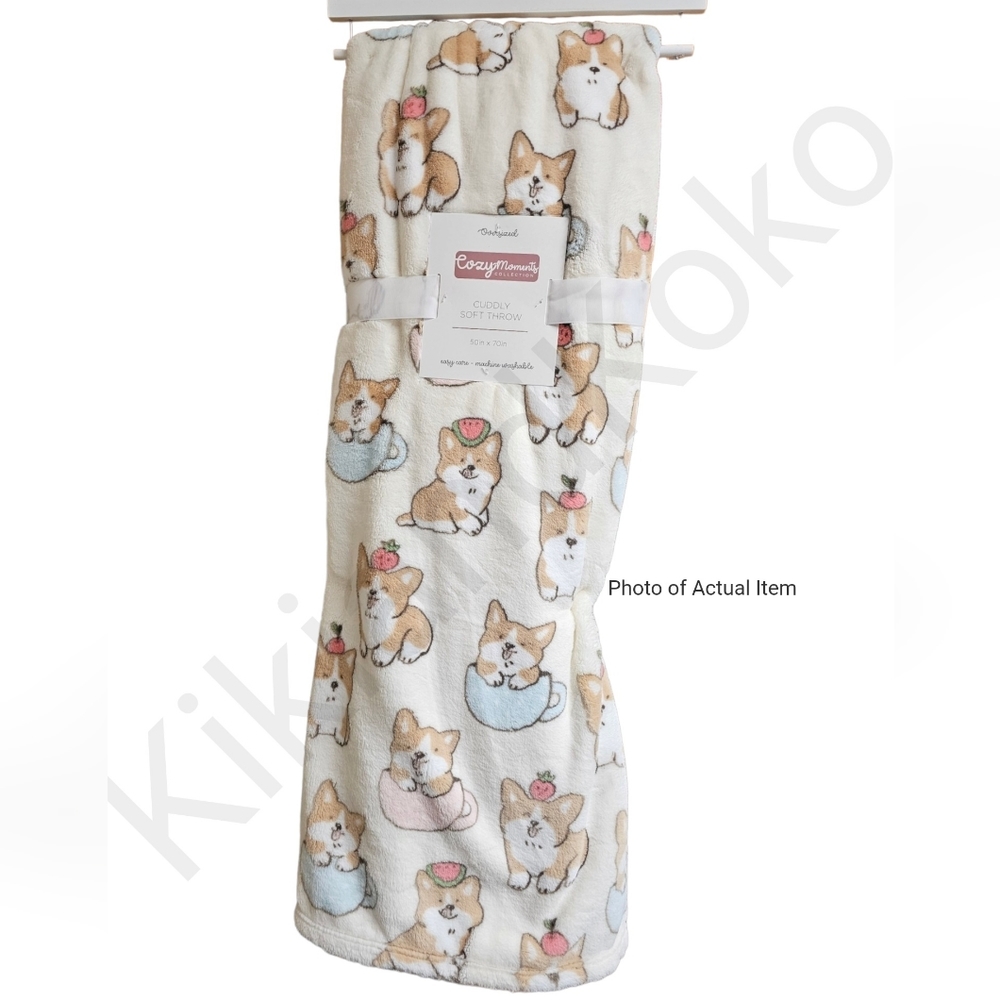 *LAST DAY & LAST ONE* NWT Cozy Moments Collection Corgi 50"x70" Throw - Picture 1 of 2